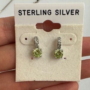 Sterling Silver CZ Green Earrings